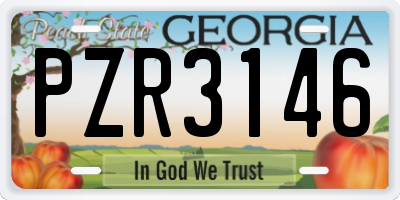 GA license plate PZR3146