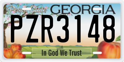 GA license plate PZR3148