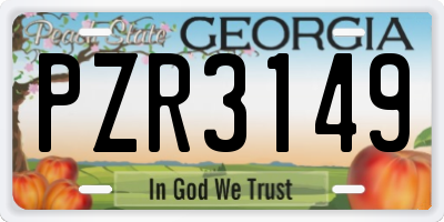 GA license plate PZR3149