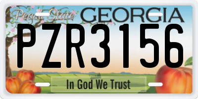 GA license plate PZR3156