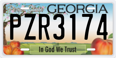 GA license plate PZR3174