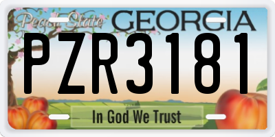 GA license plate PZR3181