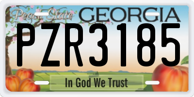 GA license plate PZR3185