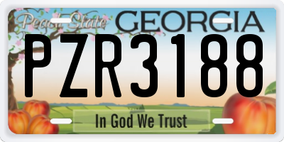 GA license plate PZR3188