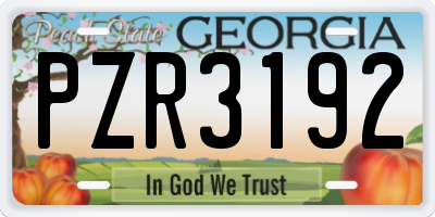 GA license plate PZR3192