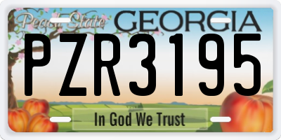 GA license plate PZR3195