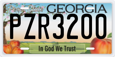 GA license plate PZR3200