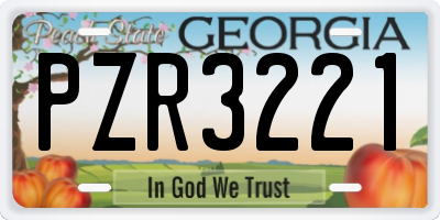 GA license plate PZR3221