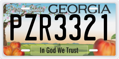 GA license plate PZR3321