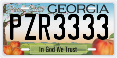 GA license plate PZR3333