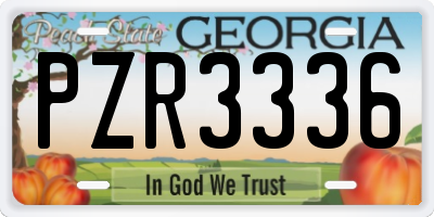 GA license plate PZR3336