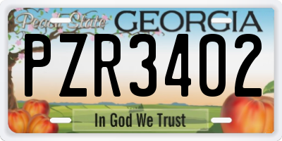 GA license plate PZR3402