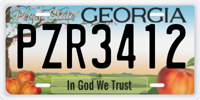 GA license plate PZR3412