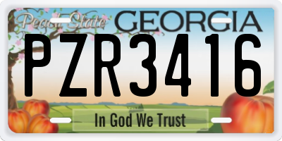 GA license plate PZR3416