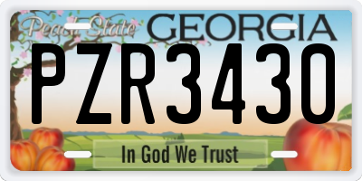 GA license plate PZR3430