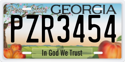 GA license plate PZR3454