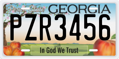 GA license plate PZR3456