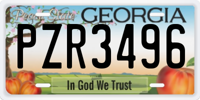 GA license plate PZR3496