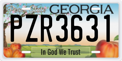 GA license plate PZR3631