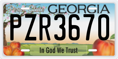 GA license plate PZR3670
