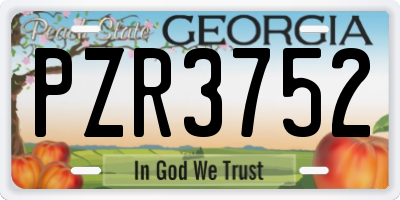 GA license plate PZR3752