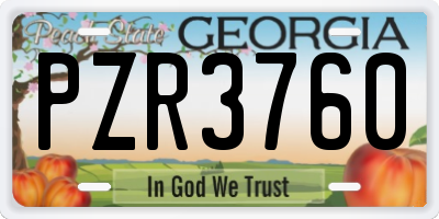GA license plate PZR3760