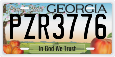 GA license plate PZR3776