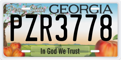 GA license plate PZR3778