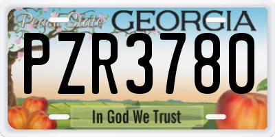 GA license plate PZR3780