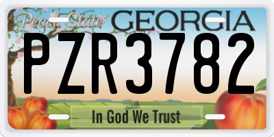 GA license plate PZR3782
