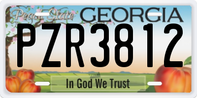 GA license plate PZR3812