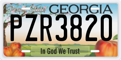 GA license plate PZR3820