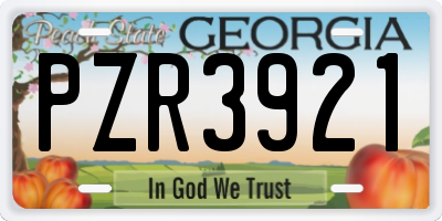 GA license plate PZR3921