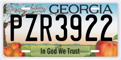 GA license plate PZR3922