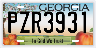 GA license plate PZR3931