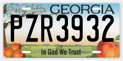 GA license plate PZR3932