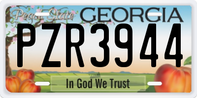 GA license plate PZR3944