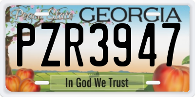 GA license plate PZR3947