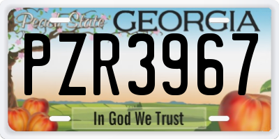 GA license plate PZR3967