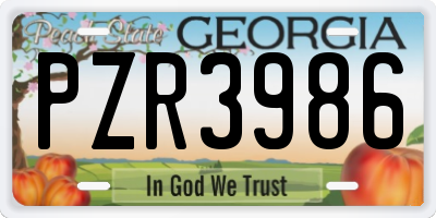 GA license plate PZR3986