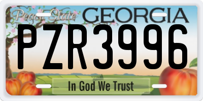 GA license plate PZR3996