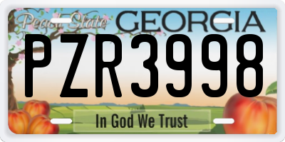 GA license plate PZR3998