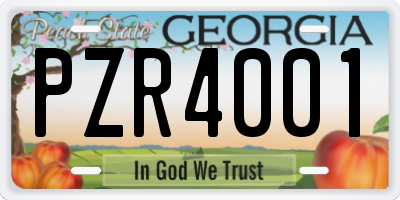 GA license plate PZR4001