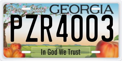 GA license plate PZR4003