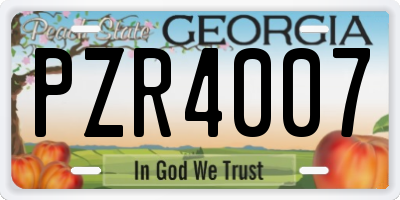 GA license plate PZR4007