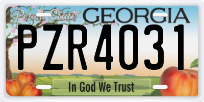 GA license plate PZR4031