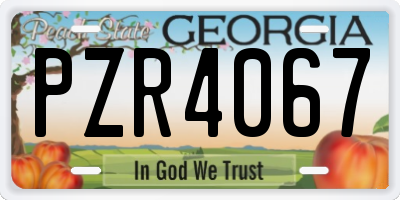 GA license plate PZR4067