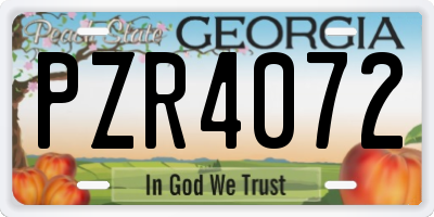GA license plate PZR4072