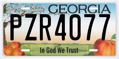 GA license plate PZR4077