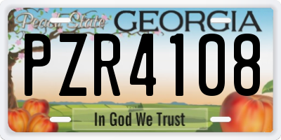 GA license plate PZR4108